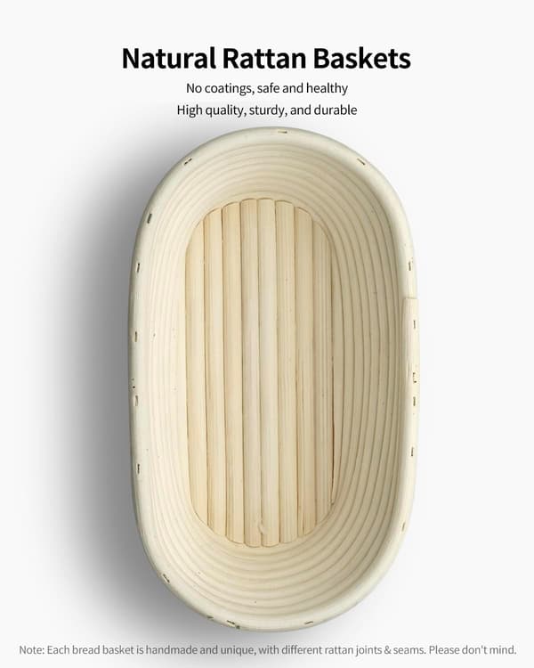 Banneton Brødhevekurv 10 tommer Oval med Liner for Brødbaking