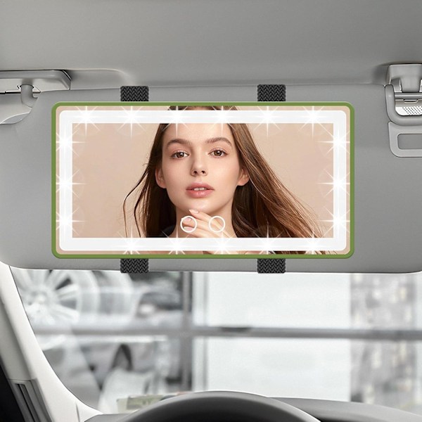 Auton LED-valoinen meikkipäällystepeili, auton takapeili meikkipäällystepeili LED-valolla | Takapeili kosmetiikkapiili himmennettävillä kolmivaiheisilla LED-valoilla