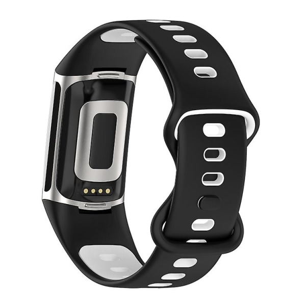 For Fitbit Charge 5 tofarget silikonklokkerem Black White