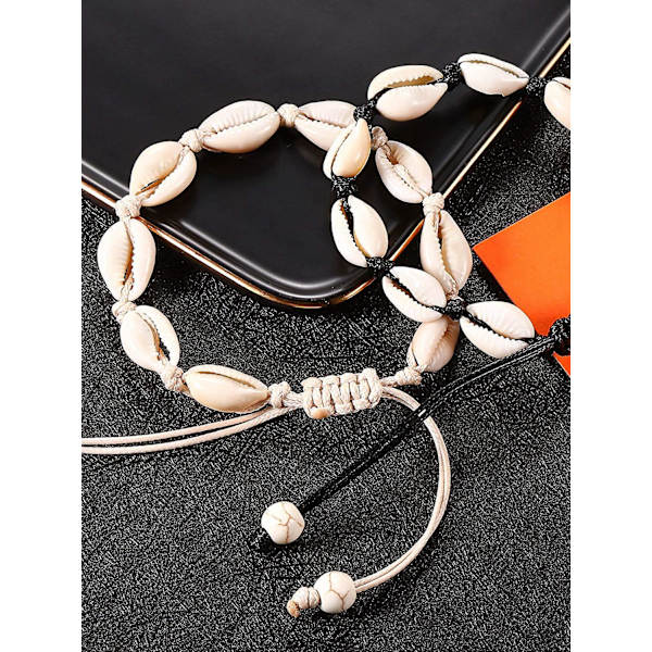 2 Pack Natural Shell Anklet Shell Hæklet Ankel Armbånd Håndlavet Boho Shell Bead Ankelkæde