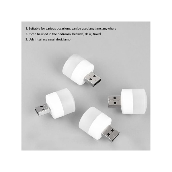 USB-liitäntäinen Mini LED-yövalo, Lämmin Valkoinen, 4 kpl -