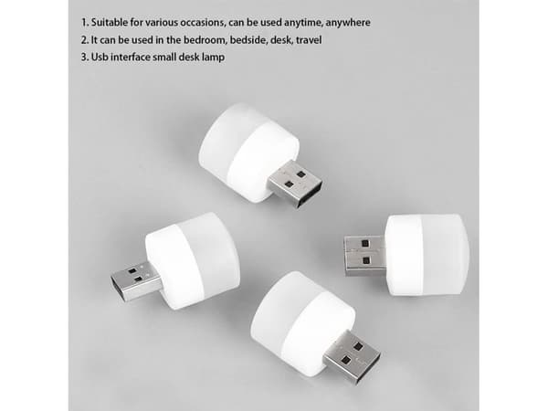 USB-pluggbar Mini LED nattlampe, varm hvit, 4 stk -
