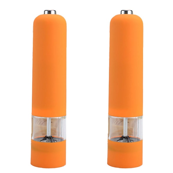 Sähkökäyttöinen merisuola- ja pippurimylly ja shaker set, paristokäyttöinen valolla ja säädettävä, 2 kpl pakkaus 2pcs orange
