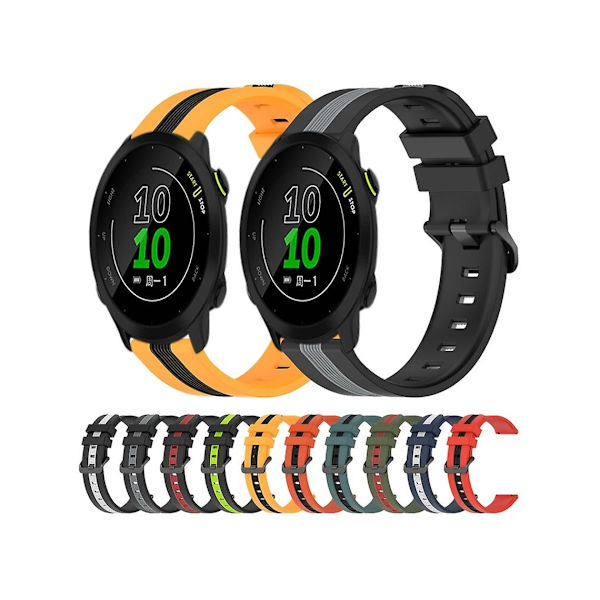 Rem til Garmin Forerunner 158 20Mm To-farvet Vertikal Silikone Urrem Grøn-Sort
