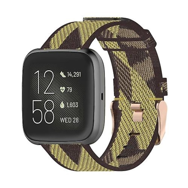 23 mm stripevevet nylon armbåndsurrem for Fitbit Versa 2, Fitbit Versa, Fitbit Versa Lite, Fitbit Blaze Yellow