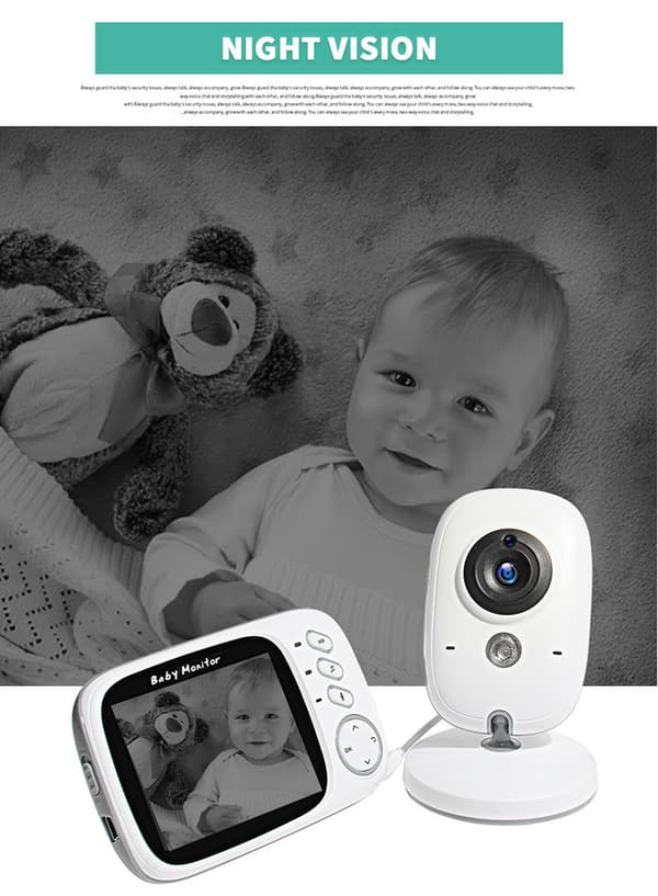 Babyalarm VB603 3,2 tommer LCD-skærm Nattesyn Tovejs stemmeintercomfunktion
