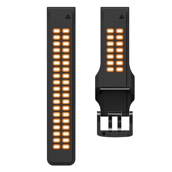 Til Garmin Fenix ​​6x Quick Release Double Row Silicone Watch Band Black Orange