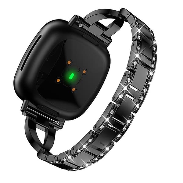 Til Fitbit Versa 3 / Sense Universal Diamond Metal Watch Band Black