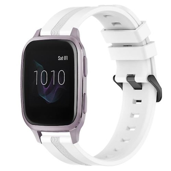 Til Garmin Venu Sq 20 mm konkav stribet Slicone urbånd White