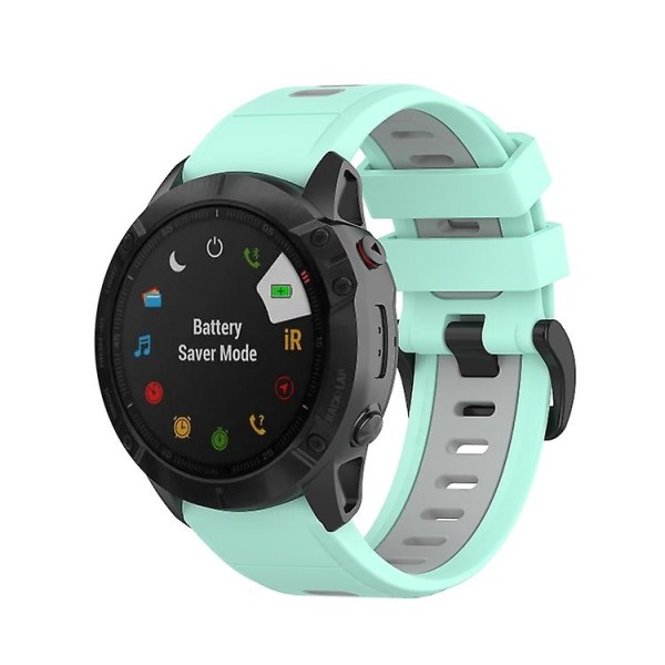 For Garmin Fenix ​​7x 26 mm tofarget silikonjack-klokkerem Green Gray