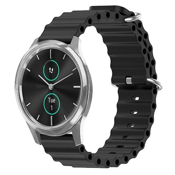 For Garminmove Luxe 20mm Ocean Style Silikon Solid Color Watch Band Black