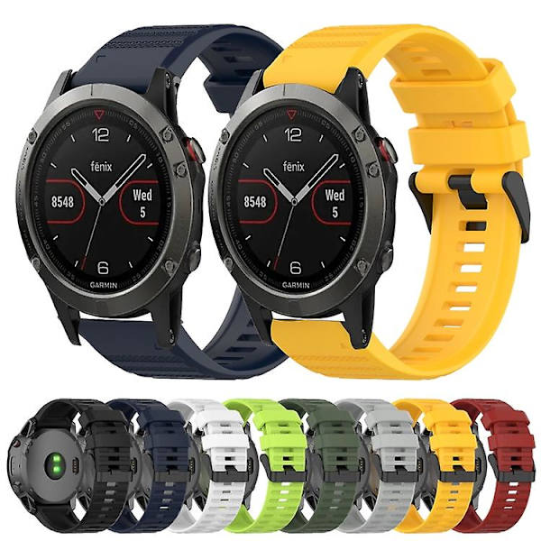 Til Garmin Fenix ​​5x Plus 26 mm horisontal tekstur silikone urrem med afmonteringsværktøj White