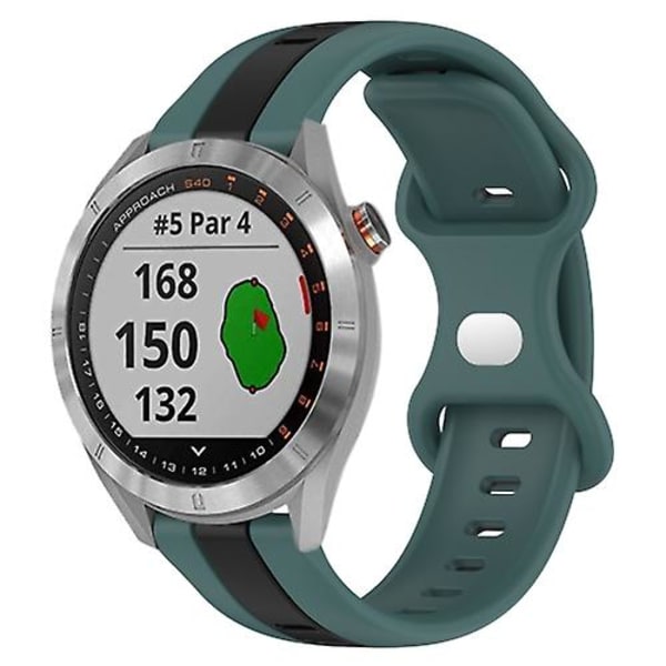 For Garmin Approach S40 20 mm sommerfuglspenne Tofarget silikonklokkerem Green-Black