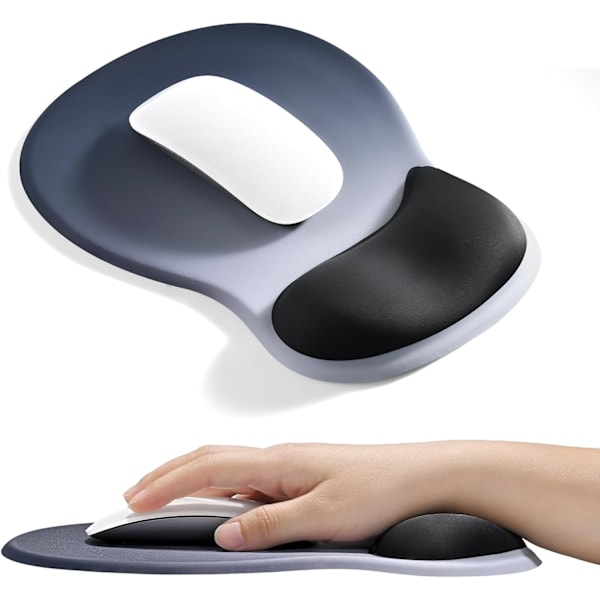 Ergonomisk musemåtte med gel håndledsstøtte, lindrer håndledssmerter (blå sort)