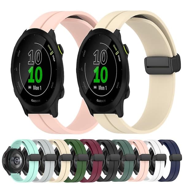 For Garmin Forerunner 158 20 mm ensfarget magnetisk lås silikonklokkerem Olive Green
