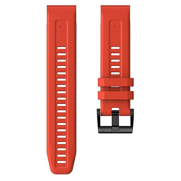För Garmin Quatix 5 Sapphire Metal Spänne Solid Color Silikon Watch Band Red
