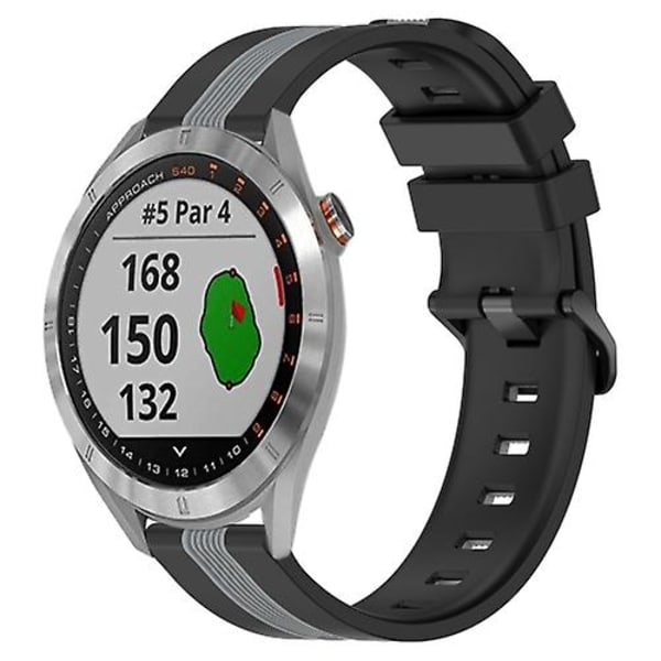 För Garmin Approach S40 20mm vertikalt tvåfärgs watch Black-Grey