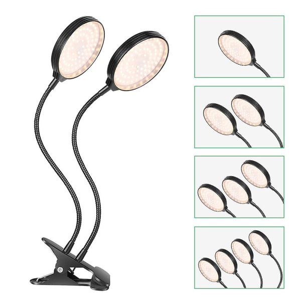 USB Plant Grow Light 312 LEDs Solljus Full Spectrum Justerbar Desktop Clamp Växande lampa för inomhusväxter 5 dimbara nivåer 4/8/12h Timer 3 heads