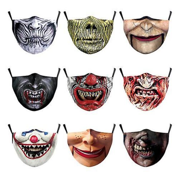 Genanvendelig Unisex Sjov Vaskbar Ansigtsmaske Halv Ansigt Mund Mærke HipHop Tegneserie Jul 3pcs Random color