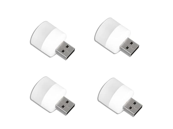 USB-ansluten Mini LED-nattlampa, Varmvit, 4 stycken -
