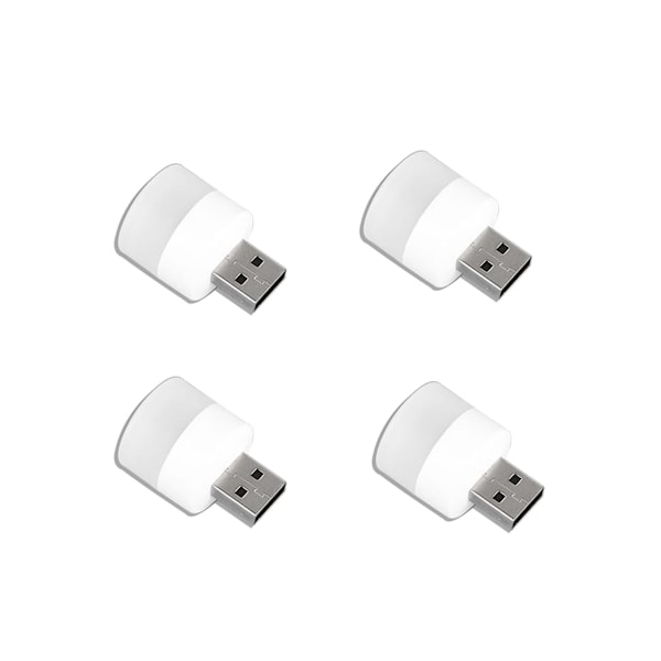 USB-liitäntäinen Mini LED-yövalo, Lämmin Valkoinen, 4 kpl -