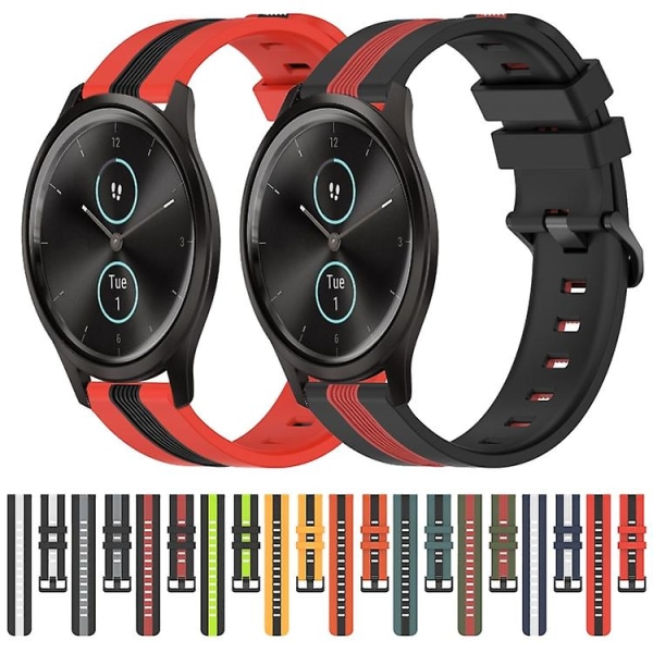 Til Garmin Garminmove Style 20 mm lodret tofarvet silikoneurrem Orange-Black