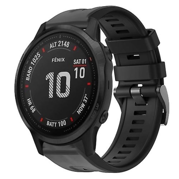 For Garmin Fenix ​​6s Pro metallspenne ensfarget silikonklokkerem Black