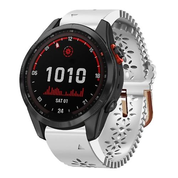 For Garmin Fenix ​​7s Solar 20 mm silikonklokkebånd for dame med blonder White