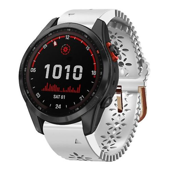 Til Garmin Fenix ​​7s Solar 20 mm silikone urbånd til dame med blonder White