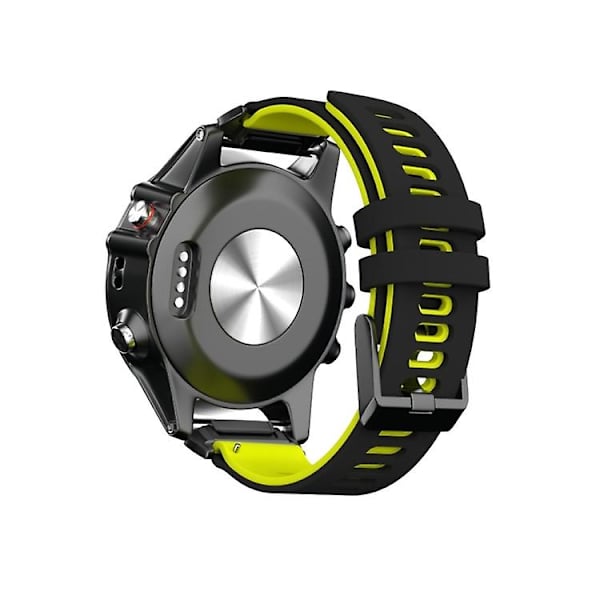 For Garmin Fenix ​​6 To-farget klokkerem med silikonrem Black Yellow