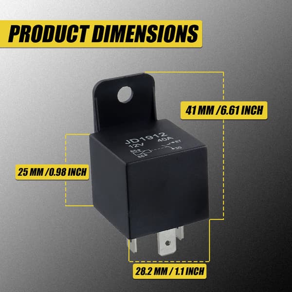 JD1912 Bilrelä 4-polig 40A 12V SPST (2-pack)