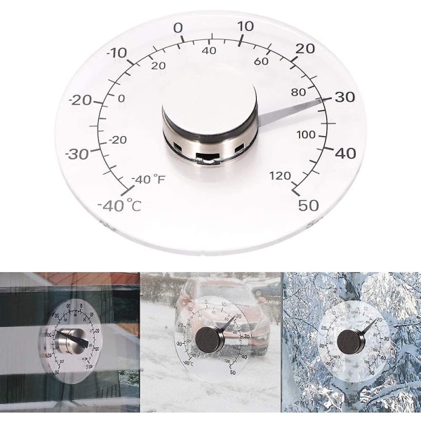 Väggfönstertermometer, Transparent termometer inomhus inomhus, batterifri självhäftande vattentät klar temperatur, övervakningsmätare