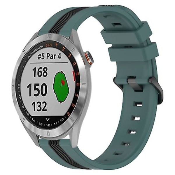 For Garmin Approach S40 20 mm vertikalt tofarget silikonklokkebånd Green-Black