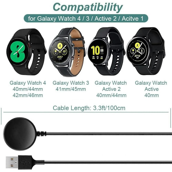 Laddare för Samsung Galaxy Watch 4/4 Classic/3/Active 2/Active, Dock Stand Kompatibel med Galaxy Watch 6/5/4//3/Active 2/Active