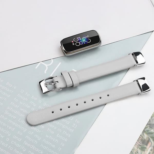 For Fitbit Luxe Leather Watch Band White