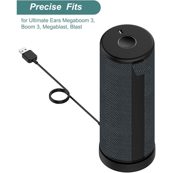 Powerladdningsdocka för Ultimate Ears Boom 3/Megaboom 3/Megablast/Blast Basstation Svart
