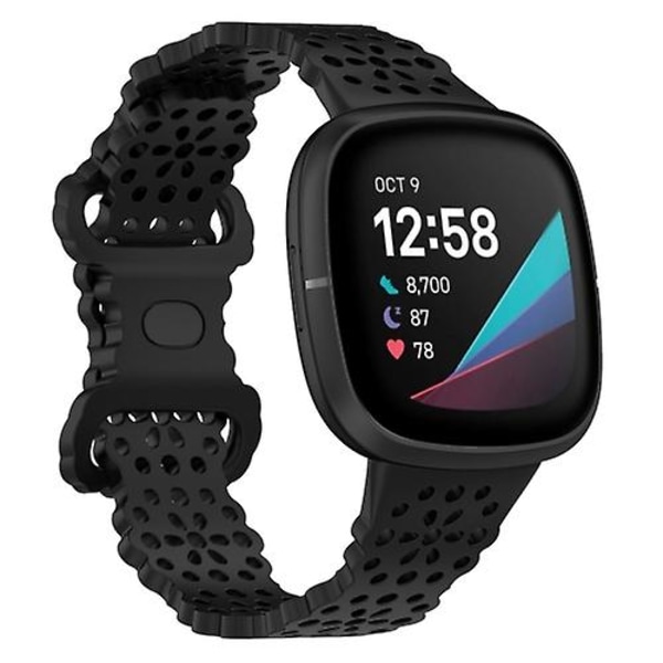 För Fitbit Versa 4 / 3 / Sense 1 / 2 spets ihåligt watch Black