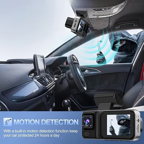 Camrea Bilkamera Opptaker 3 Kanal Dashbordkamera Dash Cam for Biler Nattsyn Loop-opptak