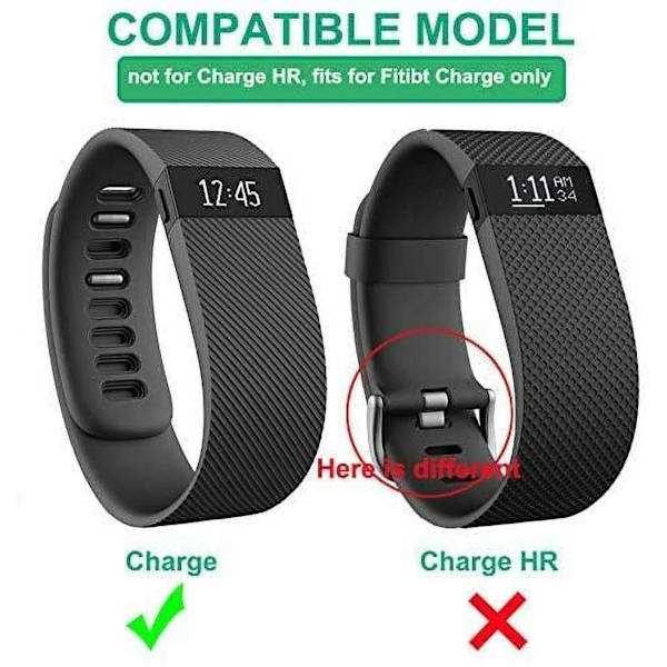 Laddare för Fitbit Charge/Force (ej för Charge HR), ersättningskabel för USB-laddning (2-pack)