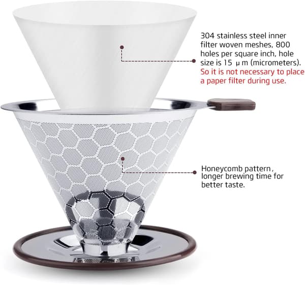 Genanvendelig Kaffe Drypper i Rustfrit Stål til Hæld-Over Kaffe