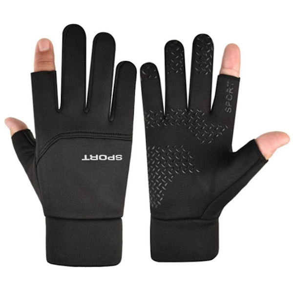 Vinter Fleece Varme Touchscreen Hansker Vindtette Sykkelhansker for Menn Kvinner Black M