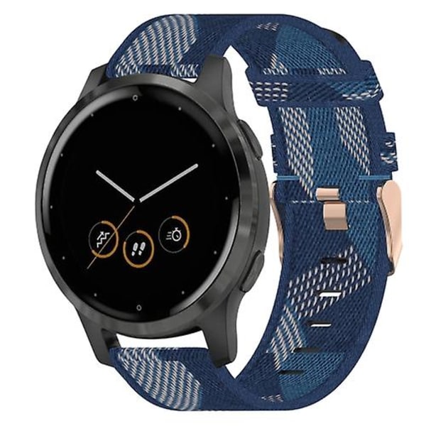 För Garmin Vivoactive 4s 18mm Nylon Woven Watch Band Blue