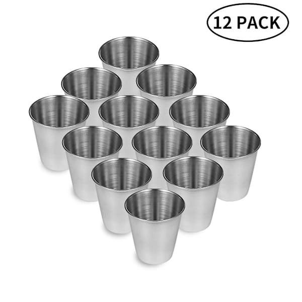 12 stk. shotglas, rustfrit stål snapsglas, stamperle 25ml