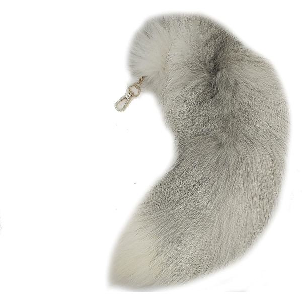 Fox Tail Anheng Hvit Pels Hale Nøkkelring Stor Nøkkelring Veske Tilbehør Anheng Bil Nøkkelringer Myk Fluffy Dekorasjon Ca. 40 cm