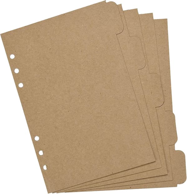 3 sæt Kraft papir skillevægsindeks side fanekort til 6-huls ringbind notesbøger rejsedagbog journalplanlægger (a5)