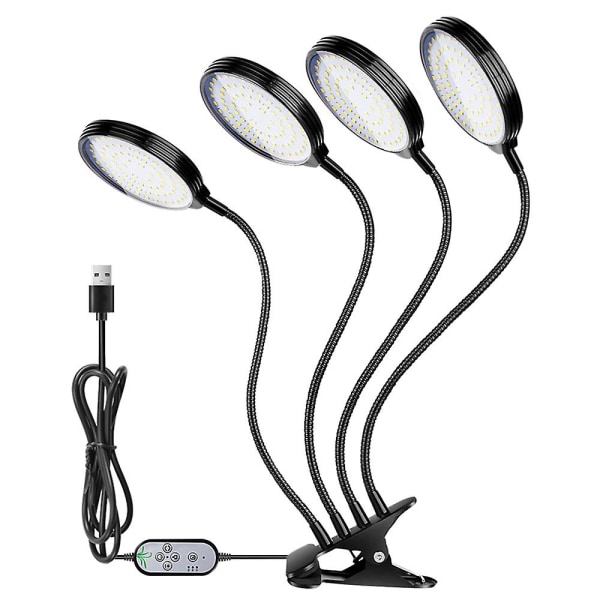 USB Plant Grow Light 312 LEDs Solljus Full Spectrum Justerbar Desktop Clamp Växande lampa för inomhusväxter 5 dimbara nivåer 4/8/12h Timer 4 heads