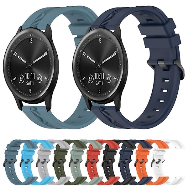 Til Garmin Vivomove Sport 20 mm konkav stribet Slicone urbånd