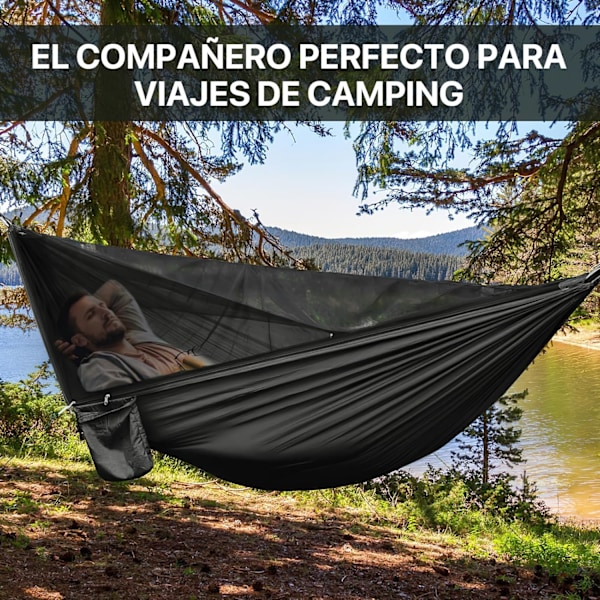 Bærbar Camping Hængekøje 210T Nylon Udendørs Hængekøje Med Myggenet (Army Grøn/290X140Cm)