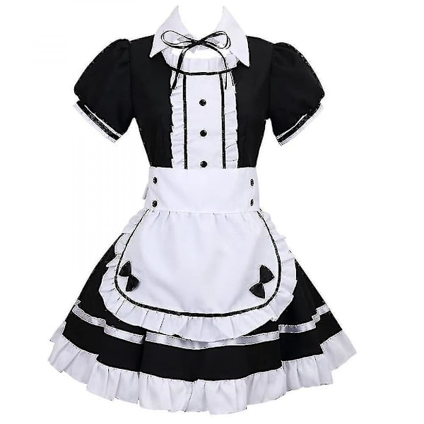 2021 Lolita Maid Kostumer Fransk Maid Dress Piger Kvinde Amine Cosplay Kostume Servitrice Maid Party Scene Kostumer Sæt black M
