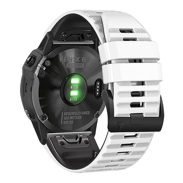 Til Garmin Fenix ​​7/7x/6/6x/5/5x 22 mm tofarvet silikone urrem White Black